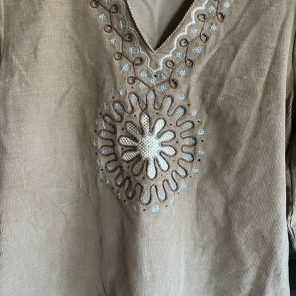 Unique Vintage Ethnic Indian Corduroy Embroidered Tunic Dress - Picture 3 of 6